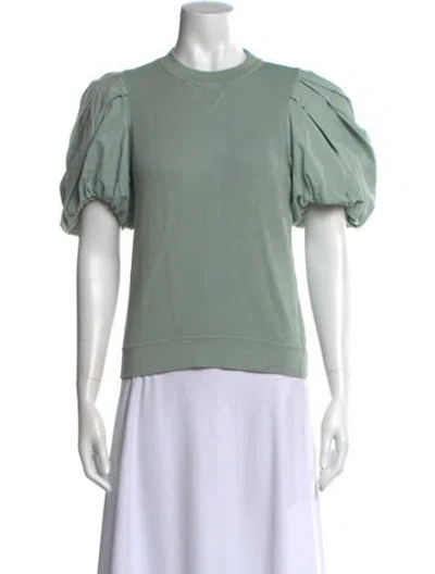 Pre-owned Ulla Johnson Crew Neck Short Sleeve Sweatshirt In Green