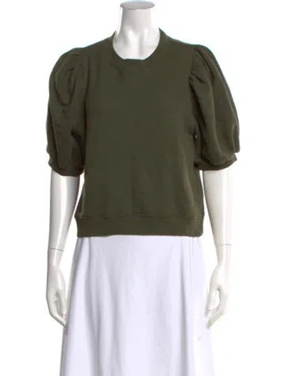 Pre-owned Ulla Johnson Crew Neck Short Sleeve Sweatshirt In Green