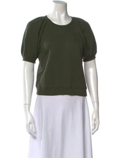 Pre-owned Ulla Johnson Crew Neck Short Sleeve Sweatshirt In Green