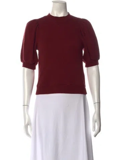 Pre-owned Ulla Johnson Crew Neck Short Sleeve Sweatshirt In Red