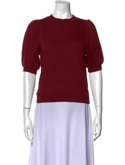 Pre-owned Ulla Johnson Crew Neck Short Sleeve Sweatshirt In Red