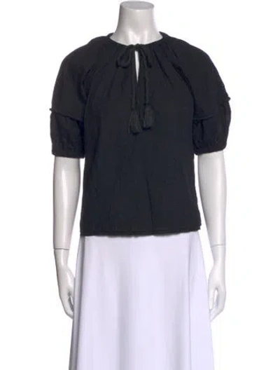 Pre-owned Ulla Johnson Crew Neck Short Sleeve Top In Black