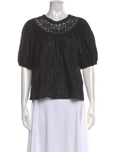 Pre-owned Ulla Johnson Crew Neck Short Sleeve Top In Black