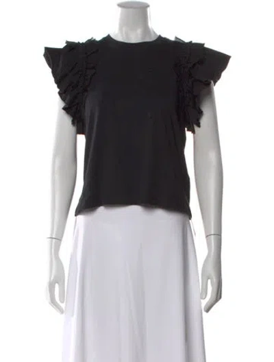 Pre-owned Ulla Johnson Crew Neck Short Sleeve Top In Black