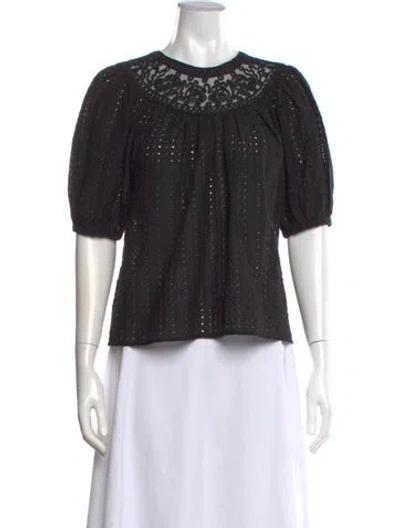 Pre-owned Ulla Johnson Crew Neck Short Sleeve Top In Black