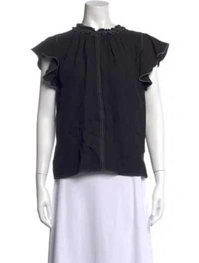 Pre-owned Ulla Johnson Crew Neck Short Sleeve Top In Black