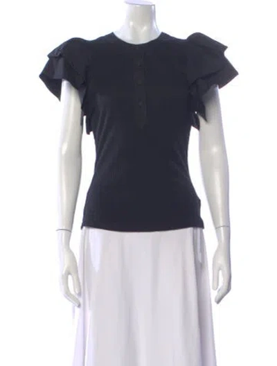 Pre-owned Ulla Johnson Crew Neck Short Sleeve Top In Blue