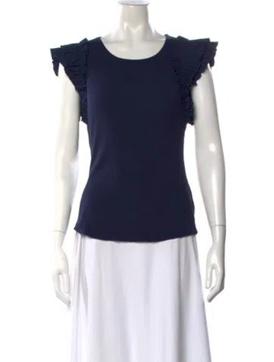 Pre-owned Ulla Johnson Crew Neck Short Sleeve Top In Blue