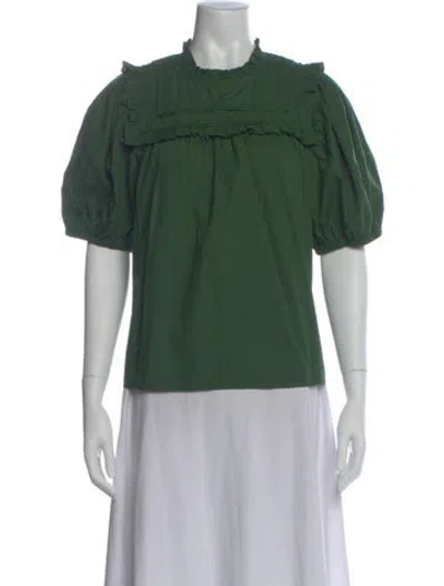 Pre-owned Ulla Johnson Crew Neck Short Sleeve Top In Green