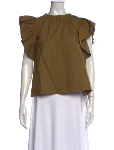 Pre-owned Ulla Johnson Crew Neck Short Sleeve Top In Green
