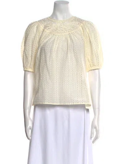 Pre-owned Ulla Johnson Crew Neck Short Sleeve Top In Neutral