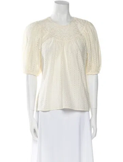 Pre-owned Ulla Johnson Crew Neck Short Sleeve Top In Neutral