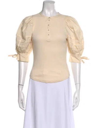 Pre-owned Ulla Johnson Crew Neck Short Sleeve Top In Neutral