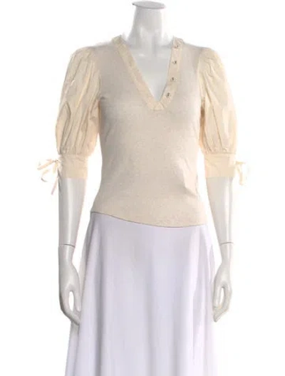 Pre-owned Ulla Johnson Crew Neck Short Sleeve Top In Neutral