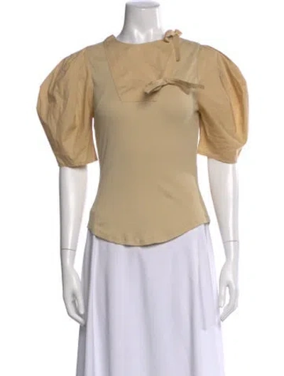 Pre-owned Ulla Johnson Crew Neck Short Sleeve Top In Neutral