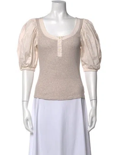 Pre-owned Ulla Johnson Crew Neck Short Sleeve Top In Neutral