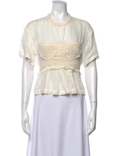 Pre-owned Ulla Johnson Crew Neck Short Sleeve Top In Neutrals