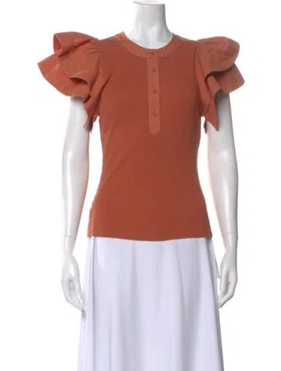 Pre-owned Ulla Johnson Crew Neck Short Sleeve Top In Orange