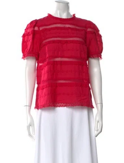 Pre-owned Ulla Johnson Crew Neck Short Sleeve Top In Pink