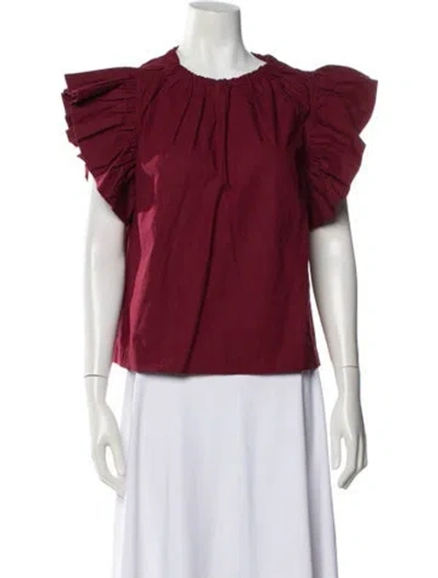 Pre-owned Ulla Johnson Crew Neck Short Sleeve Top In Red