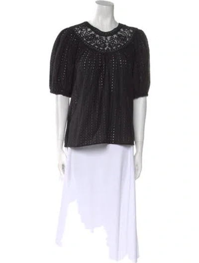 Pre-owned Ulla Johnson Crew Neck Short Sleeve Top W/ Tags In Black