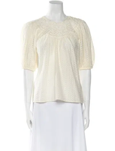 Pre-owned Ulla Johnson Crew Neck Short Sleeve Top W/ Tags In Neutral