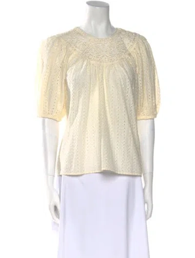 Pre-owned Ulla Johnson Crew Neck Short Sleeve Top W/ Tags In Neutral