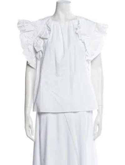 Pre-owned Ulla Johnson Crew Neck Short Sleeve Top In White