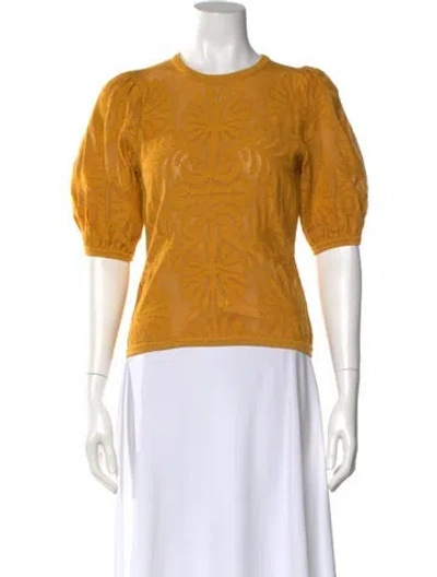 Pre-owned Ulla Johnson Crew Neck Short Sleeve Top In Yellow