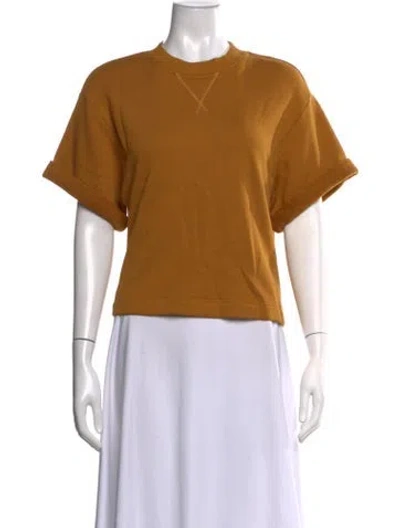 Pre-owned Ulla Johnson Crew Neck Short Sleeve T-shirt In Gold