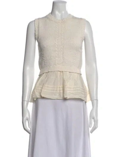 Pre-owned Ulla Johnson Crew Neck Sleeveless Blouse In Neutral