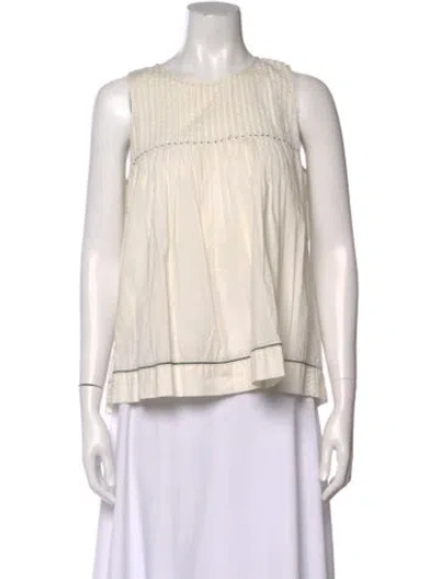 Pre-owned Ulla Johnson Crew Neck Sleeveless Blouse In Neutral