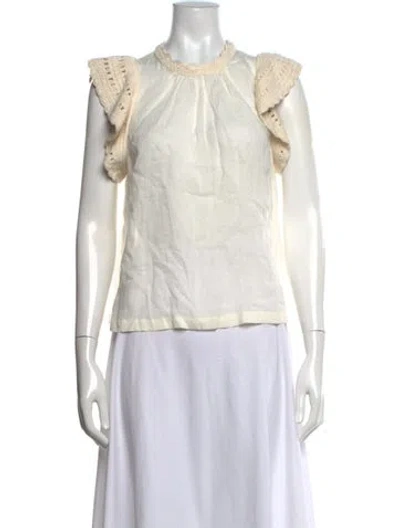 Pre-owned Ulla Johnson Crew Neck Sleeveless Blouse W/ Tags In Neutrals