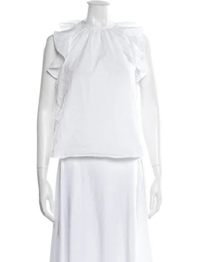 Pre-owned Ulla Johnson Crew Neck Sleeveless Blouse In White