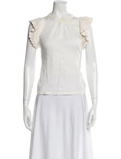 Pre-owned Ulla Johnson Crew Neck Sleeveless Top In White