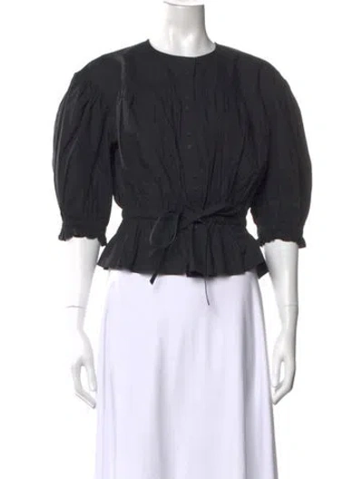 Pre-owned Ulla Johnson Crew Neck Three-quarter Sleeve Blouse In Black