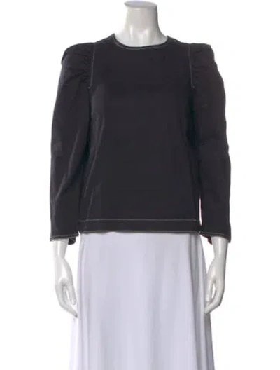 Pre-owned Ulla Johnson Crew Neck Three-quarter Sleeve Blouse In Blue