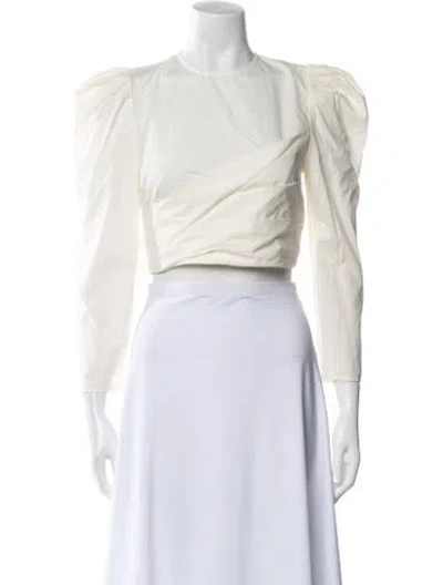 Pre-owned Ulla Johnson Crew Neck Three-quarter Sleeve Crop Top In White