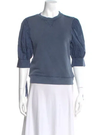 Pre-owned Ulla Johnson Crew Neck Three-quarter Sleeve Sweatshirt In Blue