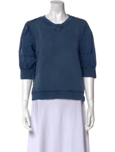Pre-owned Ulla Johnson Crew Neck Three-quarter Sleeve Sweatshirt In Blue