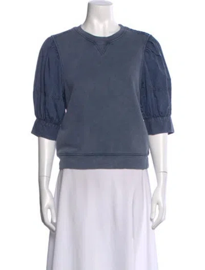 Pre-owned Ulla Johnson Crew Neck Three-quarter Sleeve Sweatshirt In Blue