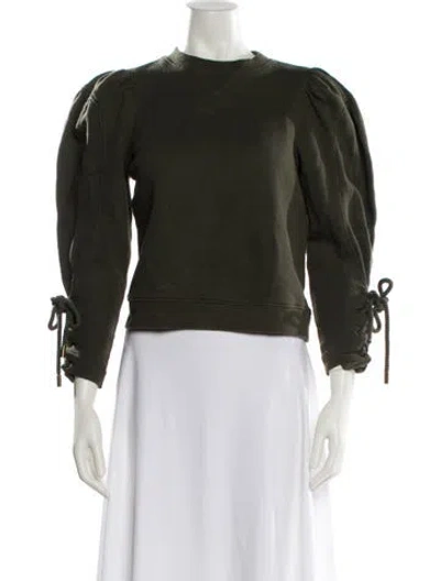 Pre-owned Ulla Johnson Crew Neck Three-quarter Sleeve Sweatshirt In Green