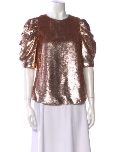 Pre-owned Ulla Johnson Crew Neck Three-quarter Sleeve Top In Pink