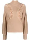 Ulla Johnson Crochet-detail Merino Jumper In Braun