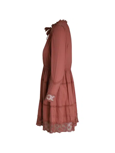 Pre-owned Ulla Johnson Crochet-trim Mini Dress In Brown