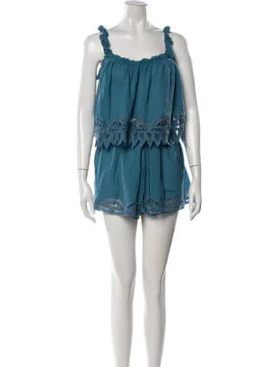 Pre-owned Ulla Johnson Crochet Trim Short Set In Blue
