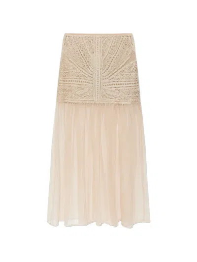 Ulla Johnson Crochet-knit Tulle Maxi Skirt In Neutral