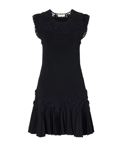 Ulla Johnson Noemie Crochet-trimmed Ribbed Mini Dress In Black