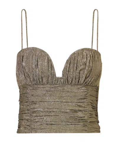 Ulla Johnson Vina Cropped Metallic Taffeta Tank In Brown
