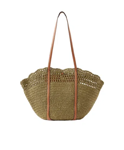 Ulla Johnson Marina Leather-trimmed Raffia Tote In Green